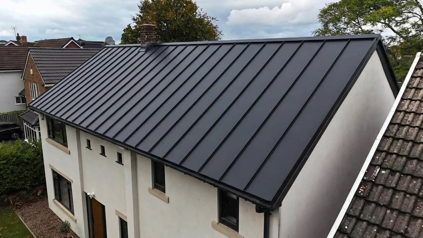 After: Grey slate to black standing seam